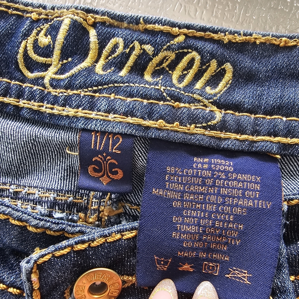 Deréon Jeans Gold Embellished Mid-Rise Skinny Denim Y2K Streetwear Glam 11/12 - Picture 8 of 13